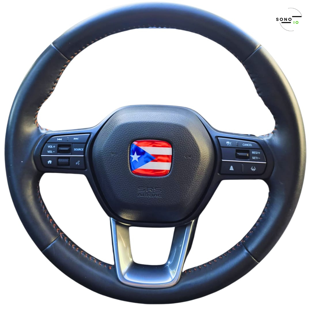 Puerto Rico Flag 3D Emblem Steering Wheel - automotive (comparable with most Hondas)