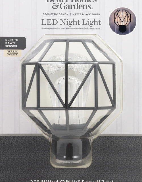 Load image into Gallery viewer, LED Night Light, Geometric Design, Light Sensing, 5 In, Matte Black
