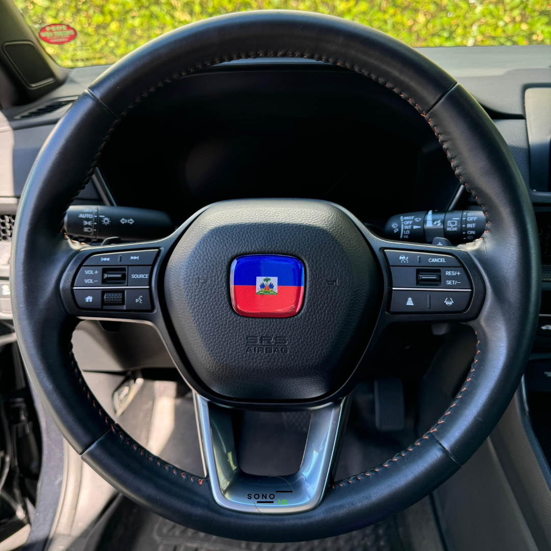 Haiti Flag 3D Emblem Steering Wheel for Automotive - Compatible with Most Hondas