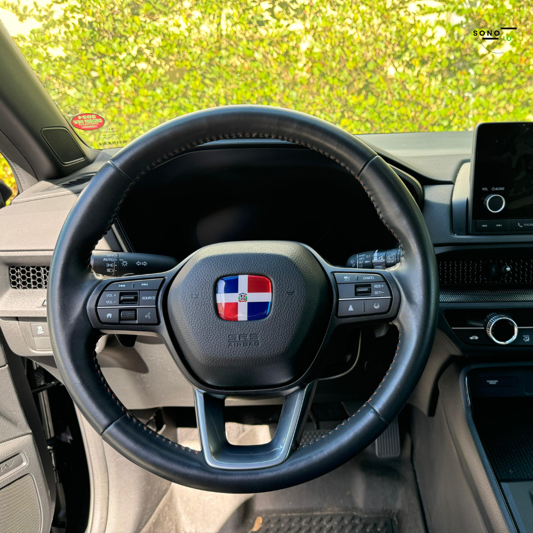 Dominican Flag 3D Emblem Steering Wheel - Automotive Accessory-comparable with most of Hondas