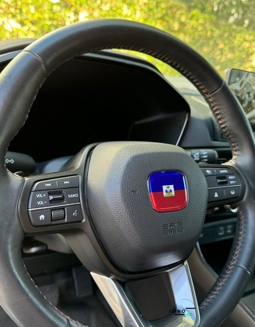 Load image into Gallery viewer, Haiti Flag 3D Emblem Steering Wheel for Automotive - Compatible with Most Hondas
