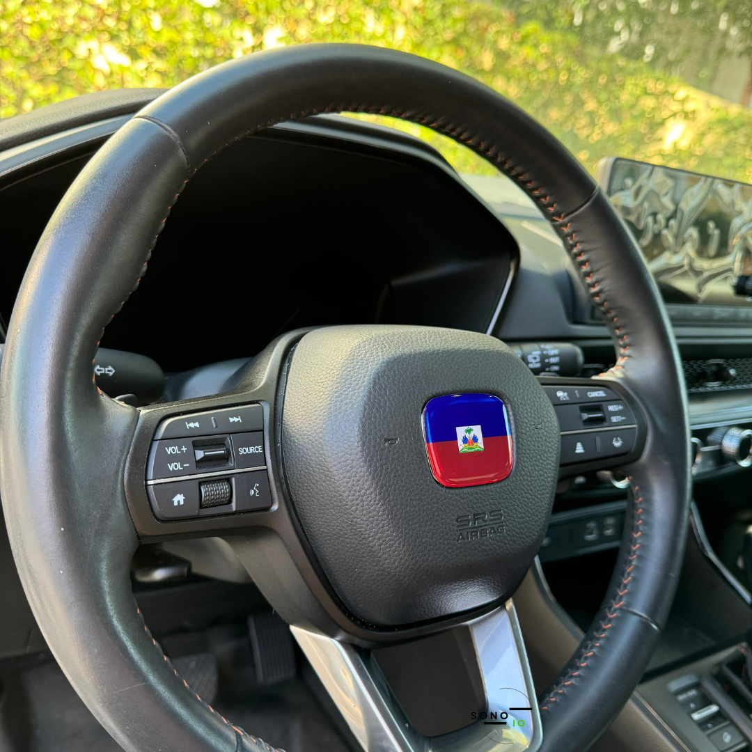 Haiti Flag 3D Emblem Steering Wheel for Automotive - Compatible with Most Hondas