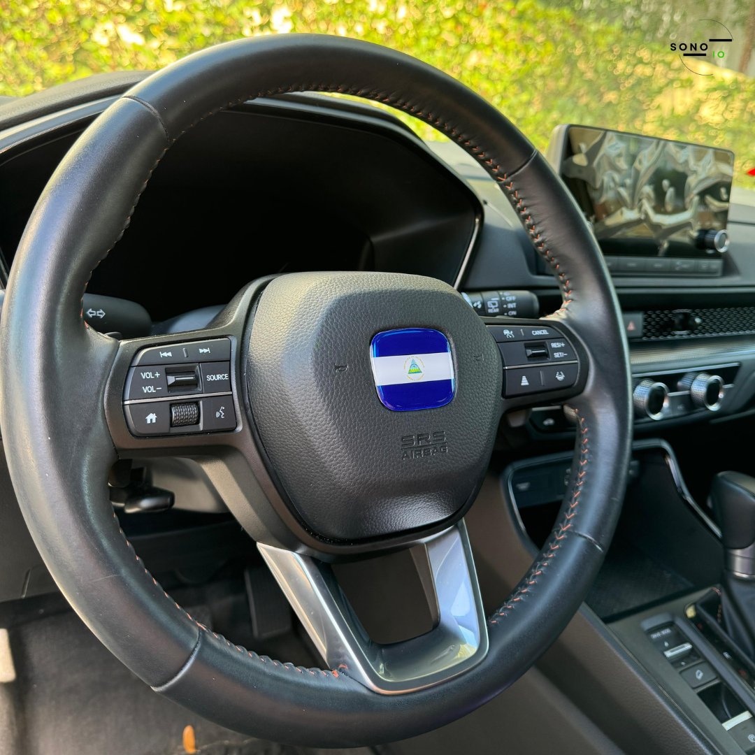 Nicaragua Flag 3D Emblem Steering Wheel - automotive (comparable with most Hondas)