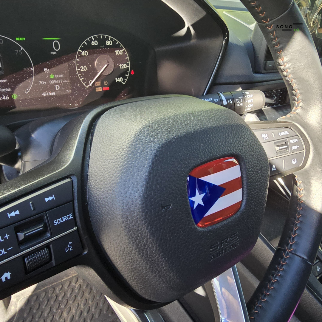 Puerto Rico Flag 3D Emblem Steering Wheel - automotive (comparable with most Hondas)