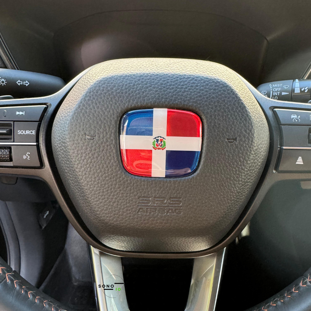 Dominican Flag 3D Emblem Steering Wheel - Automotive Accessory-comparable with most of Hondas