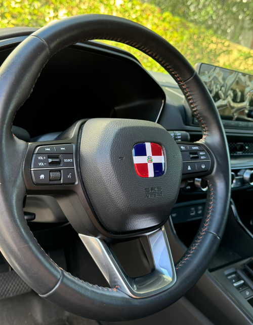 Load image into Gallery viewer, Dominican Flag 3D Emblem Steering Wheel - Automotive Accessory-comparable with most of Hondas
