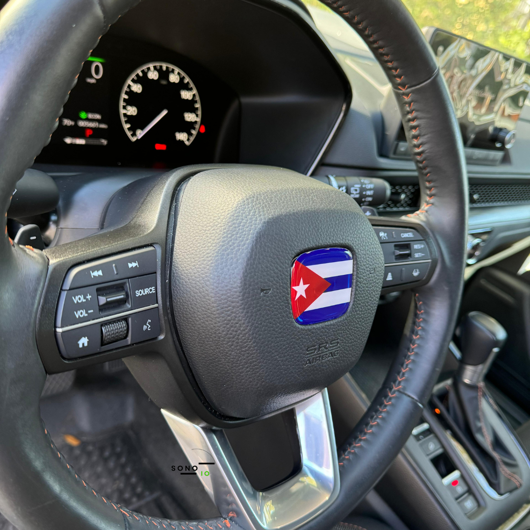 Cuba Flag 3D Emblem Steering Wheel - automotive (comparable with most Hondas)