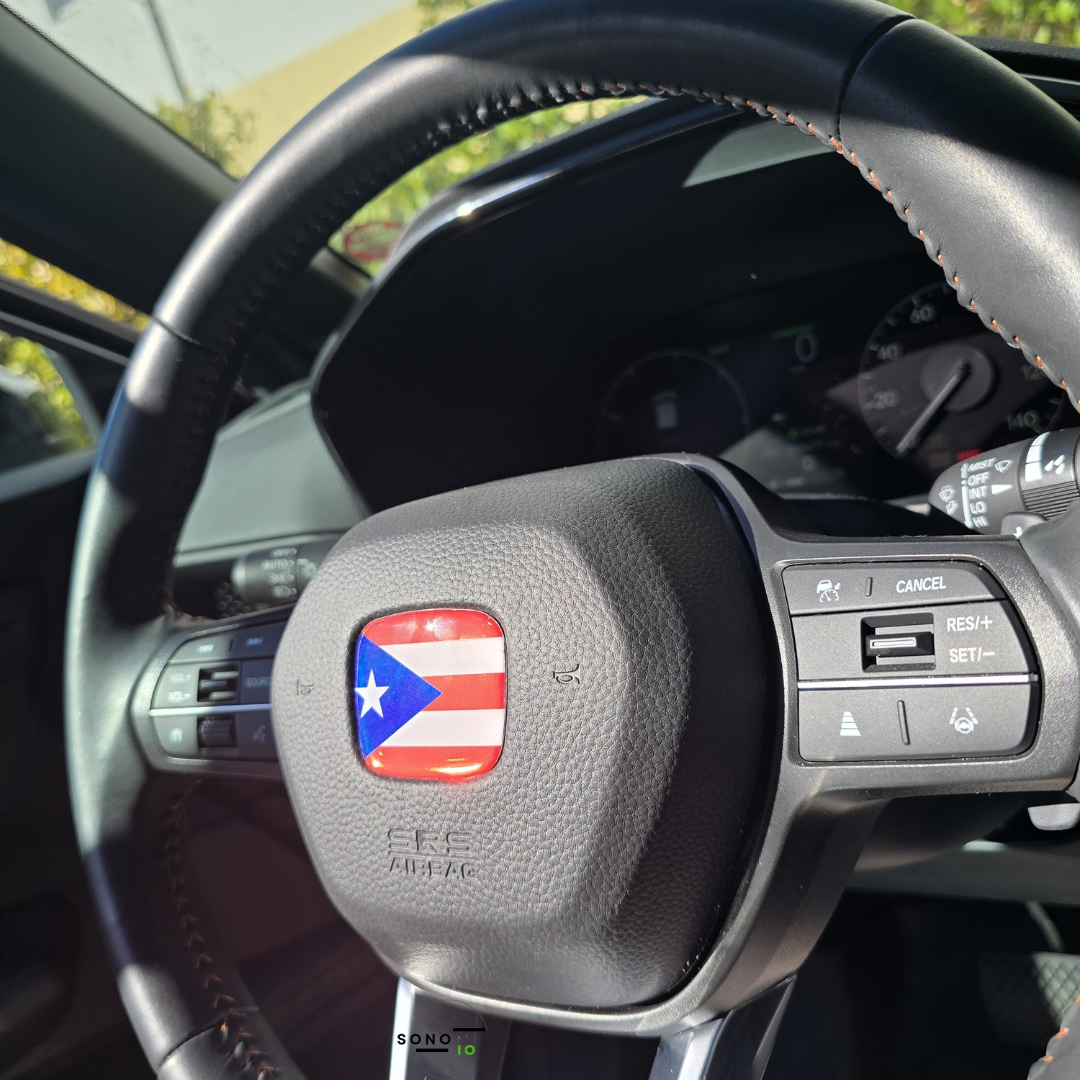 Puerto Rico Flag 3D Emblem Steering Wheel - automotive (comparable with most Hondas)