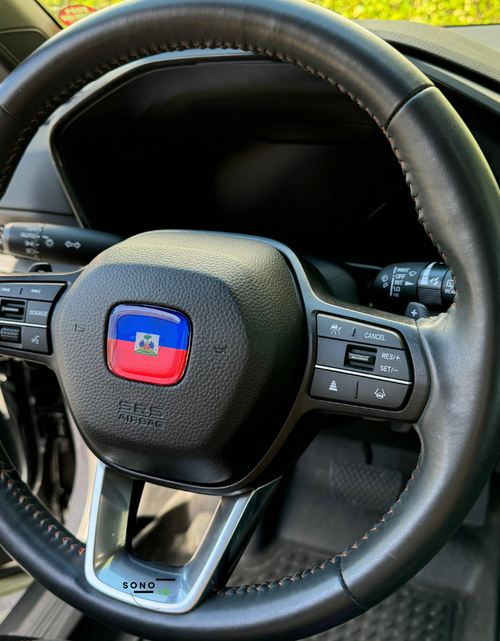 Load image into Gallery viewer, Haiti Flag 3D Emblem Steering Wheel for Automotive - Compatible with Most Hondas
