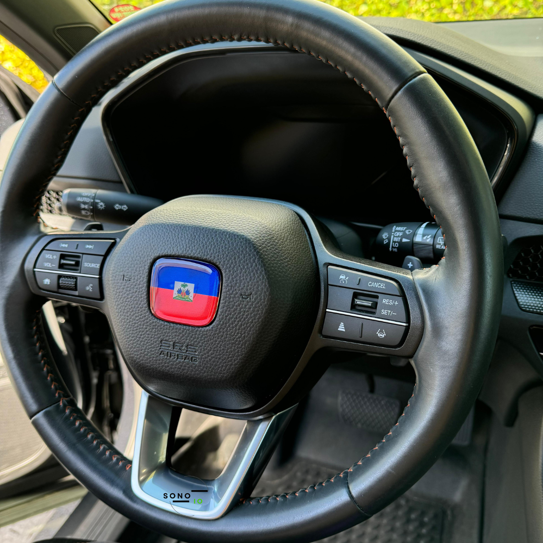 Haiti Flag 3D Emblem Steering Wheel for Automotive - Compatible with Most Hondas