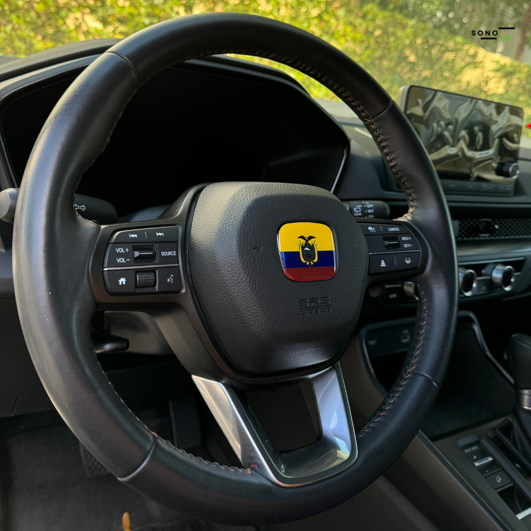 Ecuador Flag 3D Emblem Steering Wheel - automotive (comparable with most Hondas)