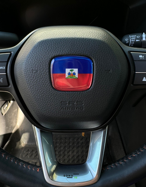 Load image into Gallery viewer, Haiti Flag 3D Emblem Steering Wheel for Automotive - Compatible with Most Hondas
