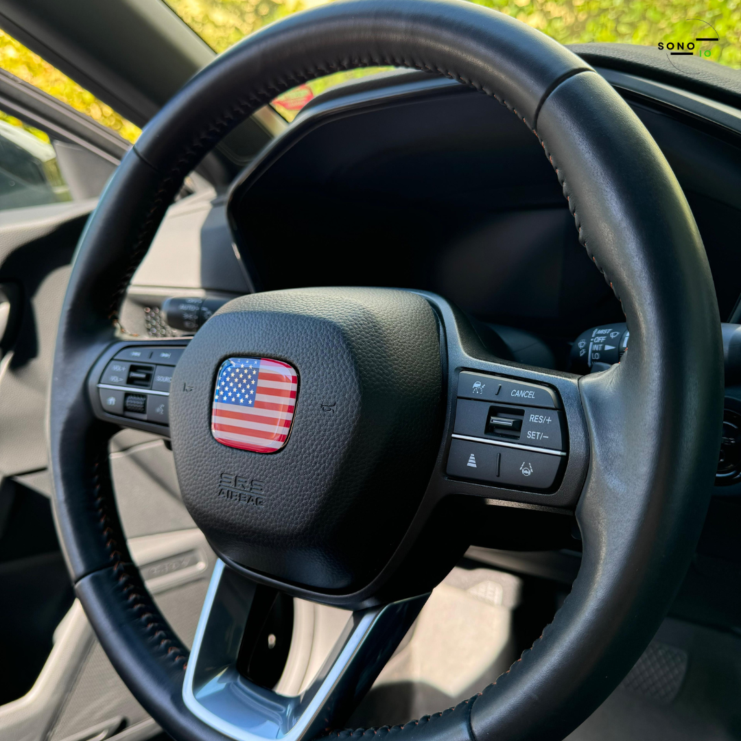 United States of America Flag 3D Emblem Steering Wheel - Automotive, Compatible with Most Hondas