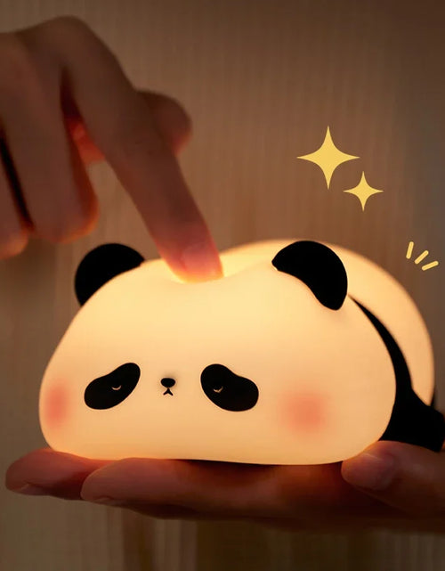 Load image into Gallery viewer, Cute Panda LED Night Light, Silicone Night Light, USB Rechargeable, Touch Night Lamp, Bedroom Timing Lamp Decoration, Children&#39;S
