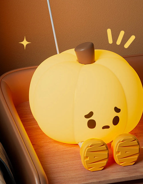 Load image into Gallery viewer, LED Night Lights Cute Pumpkin Safe Silicone Lamp USB Rechargeable Timing Bedside Decor Kids Baby Soft Nightlight Halloween Gift
