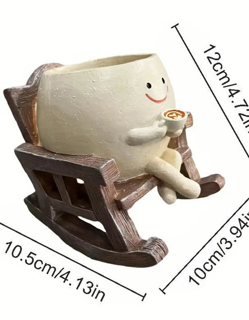 Load image into Gallery viewer, Chair/Swing Smile Face Planter Resin Hanging Cute Head Planters Creative Rocking Succulent Pot Home Garden Flower Container
