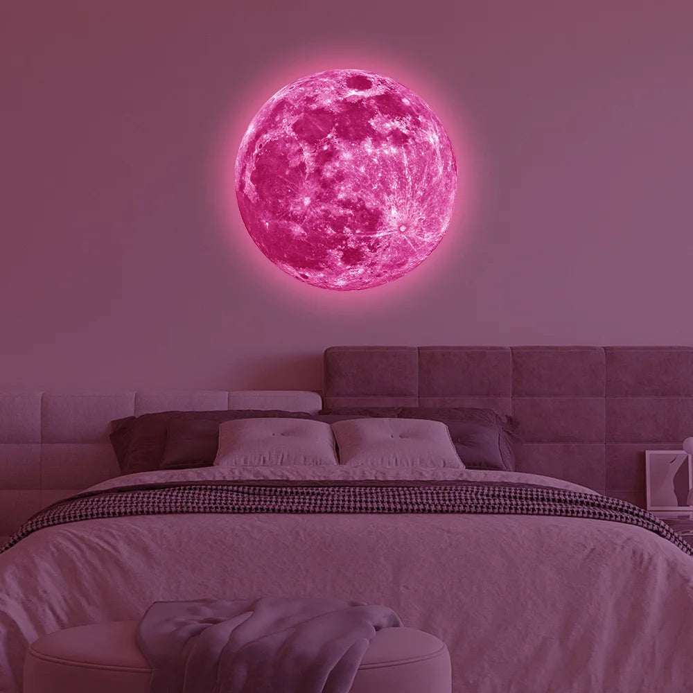 Aesthetic 3D Luminous Moon Wall Sticker Glow In The Dark Fluorescent Sticker PVC Home Kids Room Decals Wall Decor Wallpaper