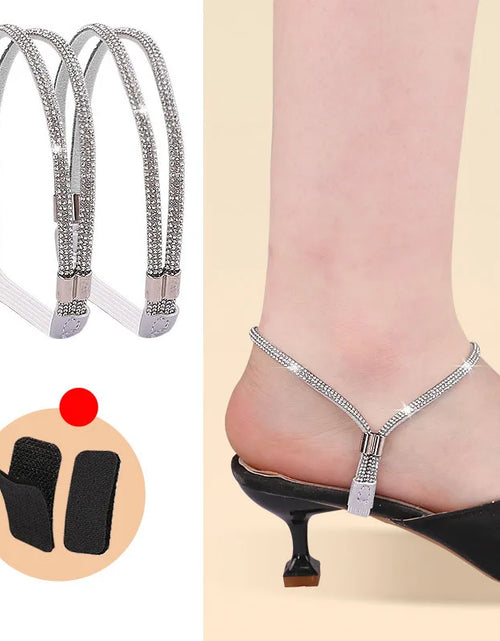 Load image into Gallery viewer, High Heels Shoes Band Diamond Anti-loose for Women Shoelaces Anti-drop Heel Straps Belt Drill Elastic Fixing Belts Rhinestone
