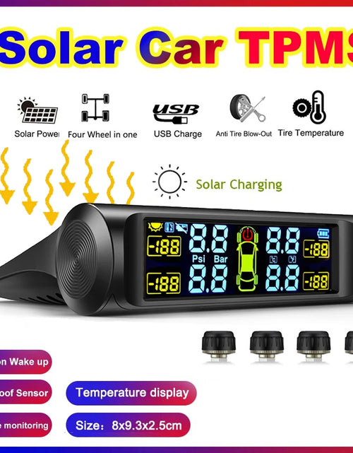 Load image into Gallery viewer, Intelligent TPMS Solar Tyre Pressure Monitoring System Parking Sensors For Cars Temperature Tire Air Pressure Gauge
