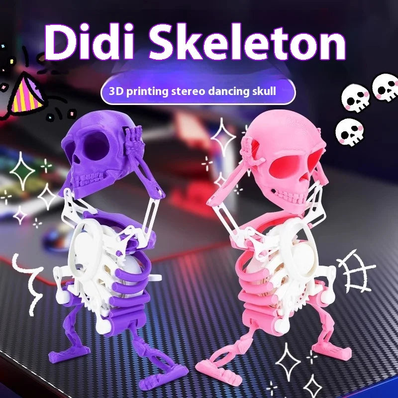 2024 New Dancing Skeleton Man Swinging Skeleton Head Toy Clockwork 3D Printing Fun Children's Toy Decoration