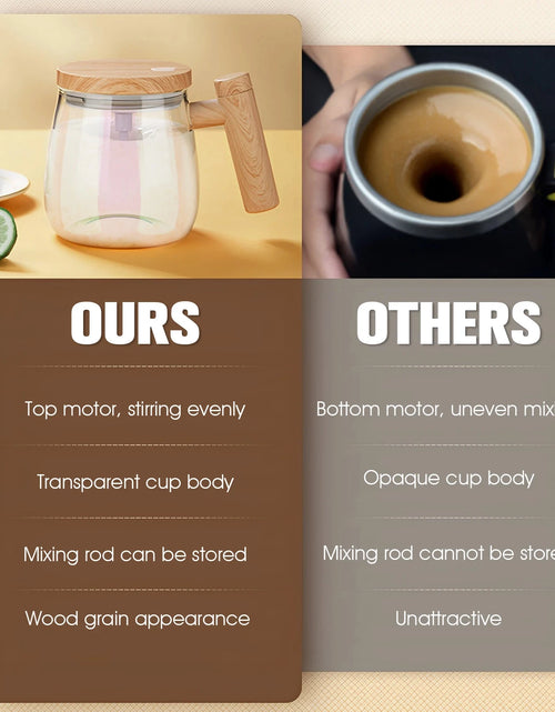 Load image into Gallery viewer, 400ML Self Stirring Coffee Mug 7000rpm High Speed Self Mixing Glass Mug With Wooden Handle for Coffee Milk Protein Powder New
