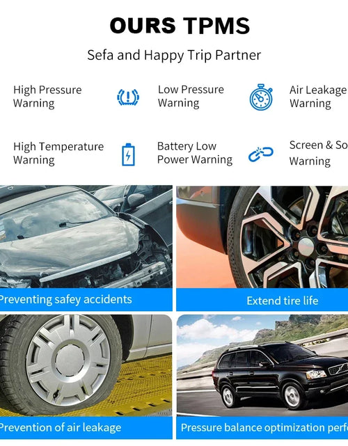 Load image into Gallery viewer, Intelligent TPMS Solar Tyre Pressure Monitoring System Parking Sensors For Cars Temperature Tire Air Pressure Gauge
