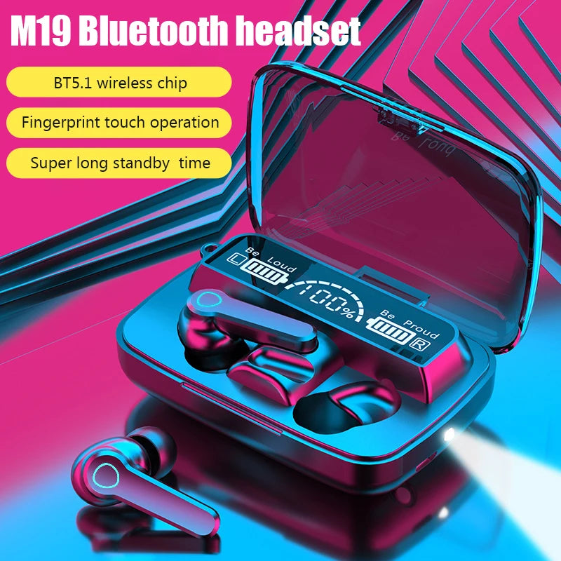 M19 TWS Wireless Bluetooth Headset Noise Cancelling Power Bank Gaming Earbuds with Mic Wireless Headphones Bluetooth Earphones