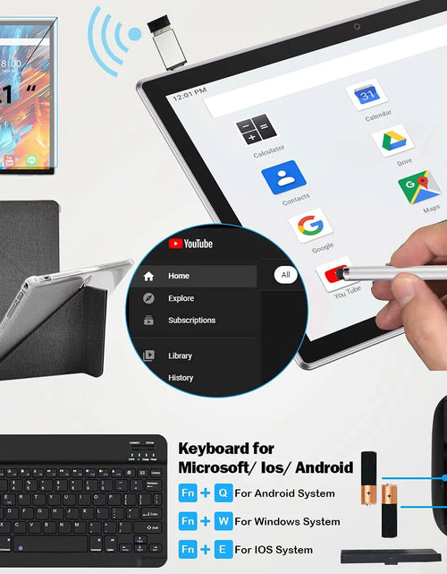 Load image into Gallery viewer, Android 13 Tablet 10 Inch Tablet with Keyboard Wireless Mouse Stylus,4G Phone Tablet,Octa Core Processor 1280X800 IPS Tablet/4Gb RAM 64GB ROM/13MP+5MP Camera Bluetooth Wifi Tablet,2024 Latest Tablet
