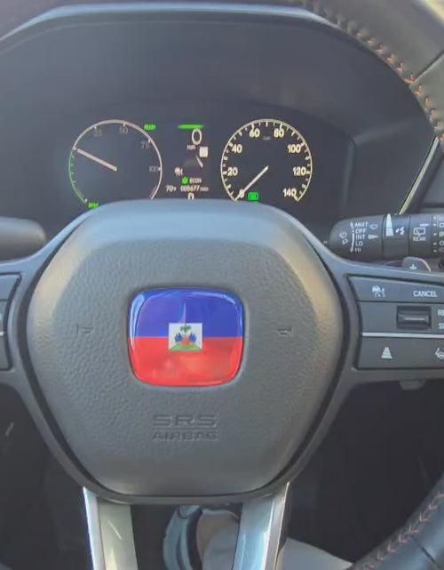 Load and play video in Gallery viewer, Haiti Flag 3D Emblem Steering Wheel for Automotive - Compatible with Most Hondas
